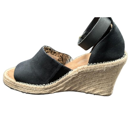 Toms Womens Marisol Wedge Sandal Adjustable Hook and Loop Strap Black Size 6M - Picture 8 of 12